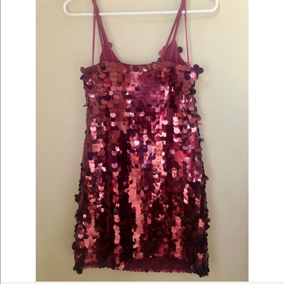 NWT New Look Burgundy Sequin Slip Dress Size 4 - Picture 7 of 8